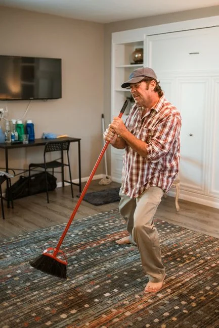 Colleagues are working together in a contemporary office environment, combining technology with workplace cleanliness.